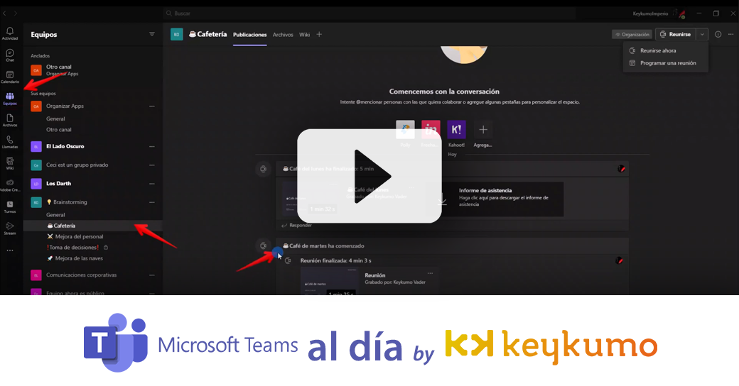 Grabación de reunión en Microsoft Teams
