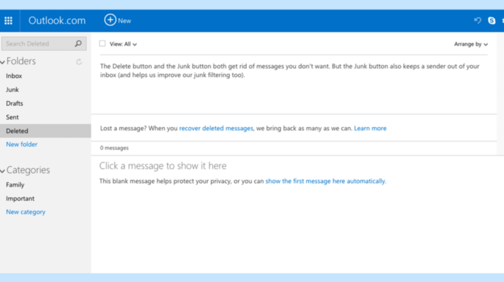 Cómo recuperar correos electrónicos eliminados en Outlook.com